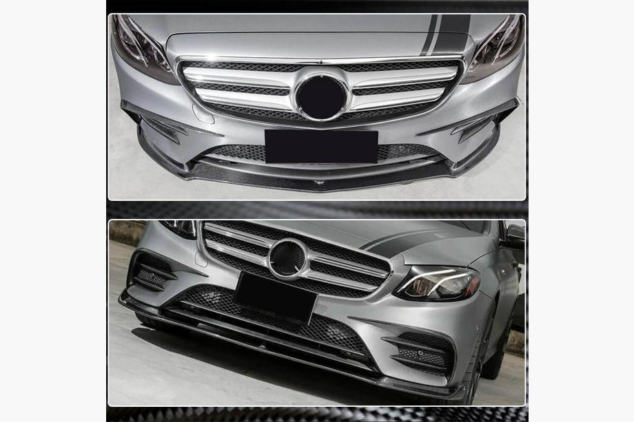 Mercedes Trieda E W213 2016–2023 Predný nárazníkový lip Lip V1 (pre AMG-Line / E43 AMG 2016-2019, karbón) Fotografia 4