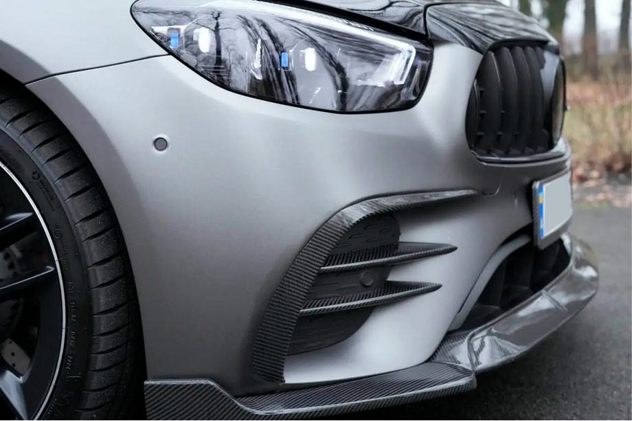 Mercedes Trieda E W213 2016–2023 Lišta predného nárazníka – lip spoiler (pre AMG-Line 2020+, suchý karbón) Image