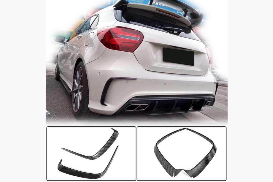 Mercedes A-class W176 2012–2018 Nadstavce na zadný nárazník (pre AMG-Line HB, karbón) Image