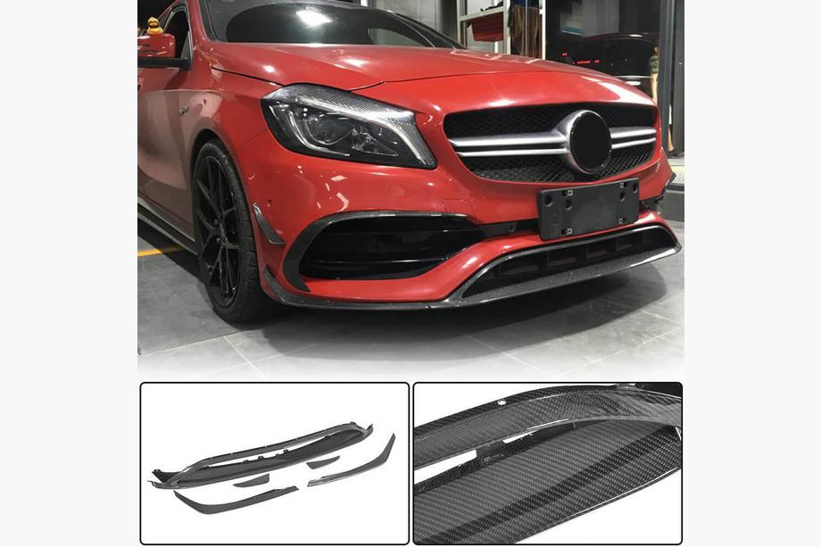 Mercedes A-class W176 2012–2018 Lip na predný nárazník (pre AMG-Line / A45 AMG HB 2016-2018, karbón) Image