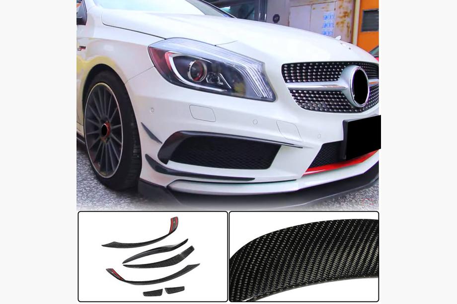 Mercedes A-class W176 2012–2018 Nadstavce predného nárazníka (pre AMG-Line / A45 AMG HB 2013-2015, karbón) Image