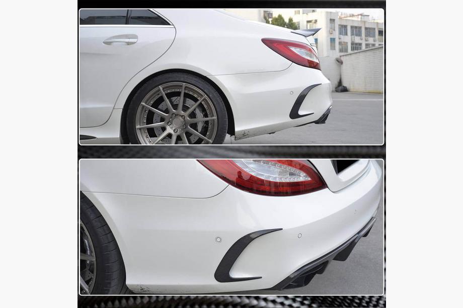 Mercedes CLS C218 2011–2018 Lišty na zadný nárazník (pre Base / CLS63 AMG SD 2015-2018, karbón) Fotografia 4