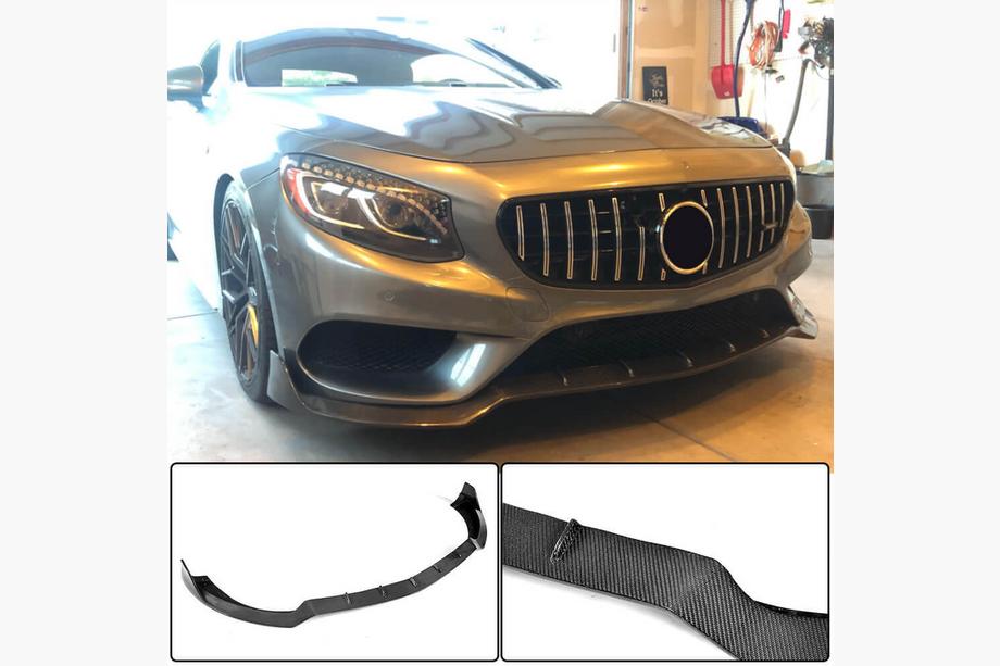 Mercedes S-class C217 Coupé 2014–2020 Karbonový lip V2 na predný nárazník (pre AMG-Line 2015-2018) Fotografia 2