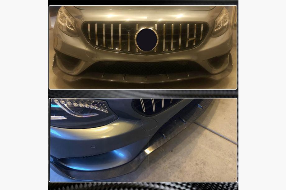 Mercedes S-class C217 Coupé 2014–2020 Karbonový lip V2 na predný nárazník (pre AMG-Line 2015-2018) Fotografia 4