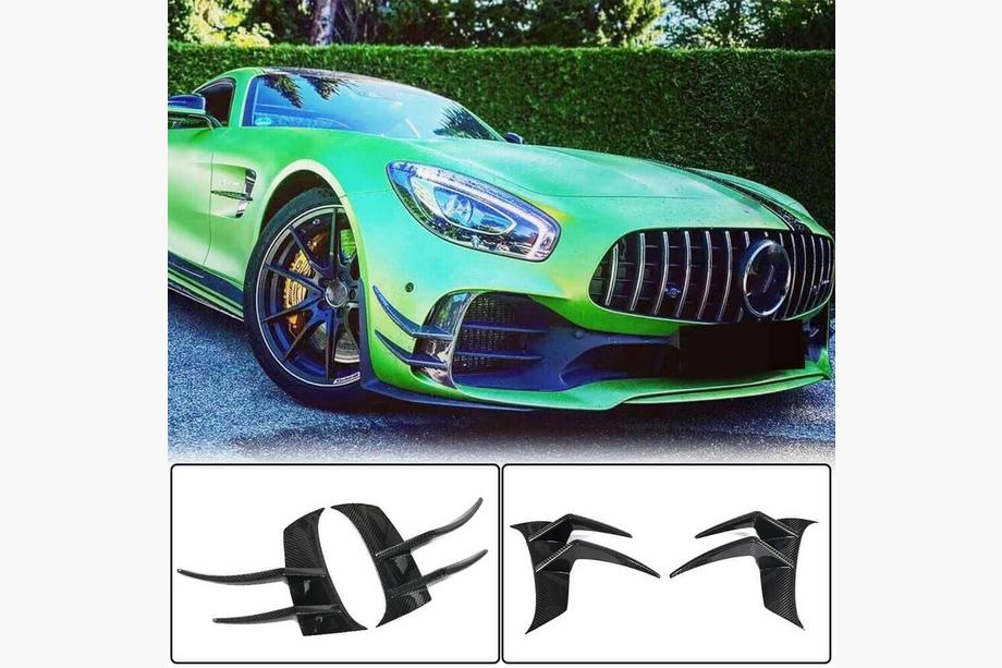 Mercedes AMG GT C190/R190 2014–2022 V2 nadstavce na predný nárazník (pre GT R 2016-2019, suchý karbón) Image