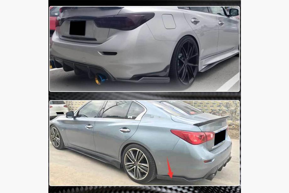 Infiniti Q50/Q60 2013–2024 Karbonové lišty na zadný nárazník (pre Q50 Base/Sport 2014-2017) Fotografia 4