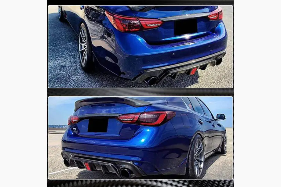 Infiniti Q50/Q60 2013–2024 Difúzor zadného nárazníka V4 (pre Q50 Base/Sport 2018-2023, karbón) Fotografia 5