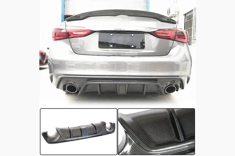 Infiniti Q50/Q60 2013–2024 Difúzor zadného nárazníka V4 (pre Q50 Base/Sport 2018-2023, karbón) Fotografia 8