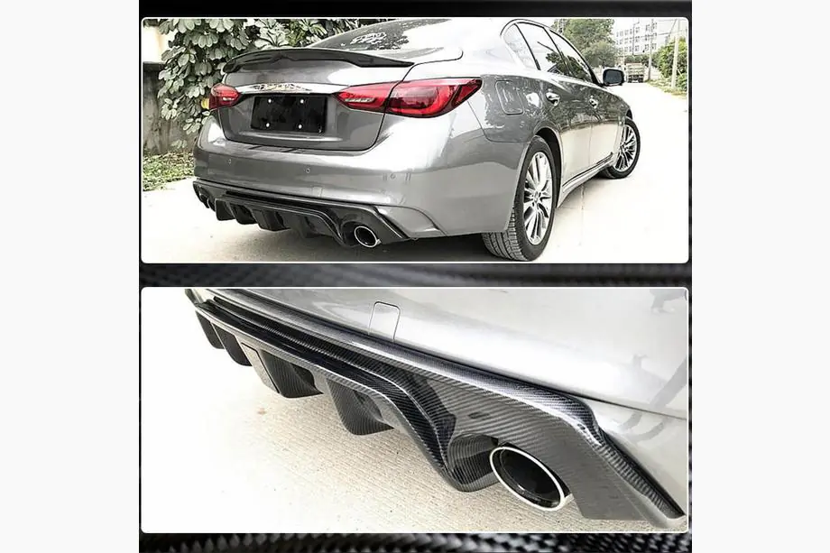 Infiniti Q50/Q60 2013–2024 Difúzor zadného nárazníka V4 (pre Q50 Base/Sport 2018-2023, karbón) Fotografia 10