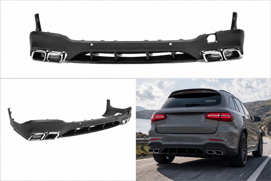 Mercedes GLC X253 2015–2022 Zadný difúzor s koncovkami výfuku Silver (AMG63 Design) Image