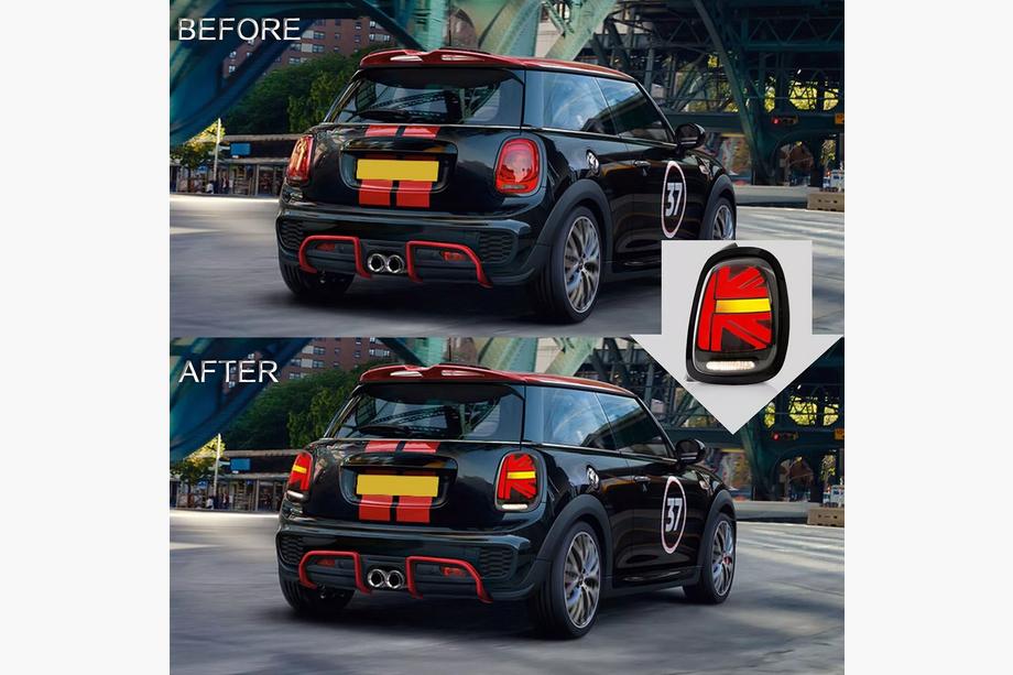 Mini Cooper F55/56/57 2014–2023 Zadné LED svetlá v štýle Union Jack, červené (2 ks) Image