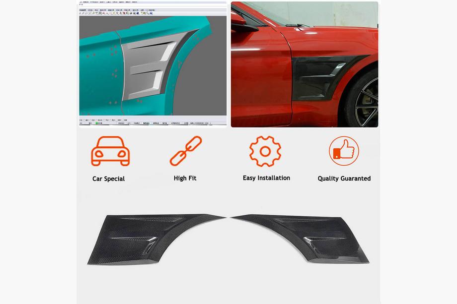 Ford Mustang 2015–2023 Karbonové kryty predných blatníkov Fotografia 2