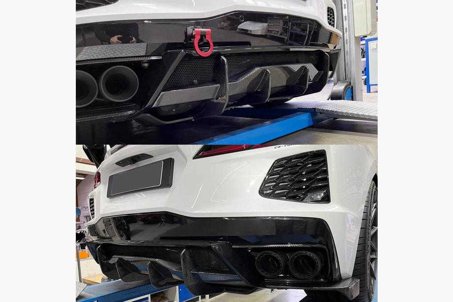 Chevrolet Corvette C8 2019– Difúzor zadného nárazníka V2 (2019-2022, Karbón) Fotografia 3
