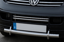 Volkswagen T5 Transporter 2003–2010 Kryty mriežky nárazníka (2 ks, nerez) Carmos - turecká oceľ fotografia 1