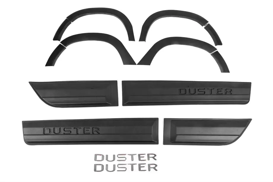 Dacia Duster 2018–2024 Rozširovacie lemy blatníkov s lištami (12 ks, čierne ABS) Image