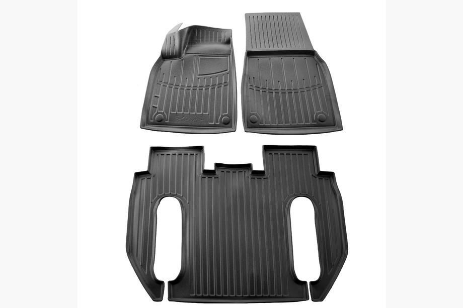 Tesla Model X 2015– Stingray 3D gumové rohože do interiéru (pre Plaid, 6-miestne, 3 ks) Image