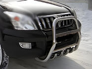 Toyota Land Cruiser Prado 120 2002–2009 Vysoký nerezový bullbar fotografia 1