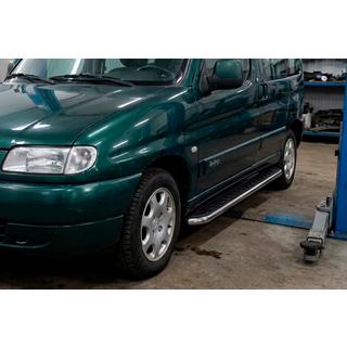 Bočné prahy Maydos V1 (2 ks, hliník ↗ nehrdzavejúca oceľ) Peugeot Partner 1996–2008 fotografia 1