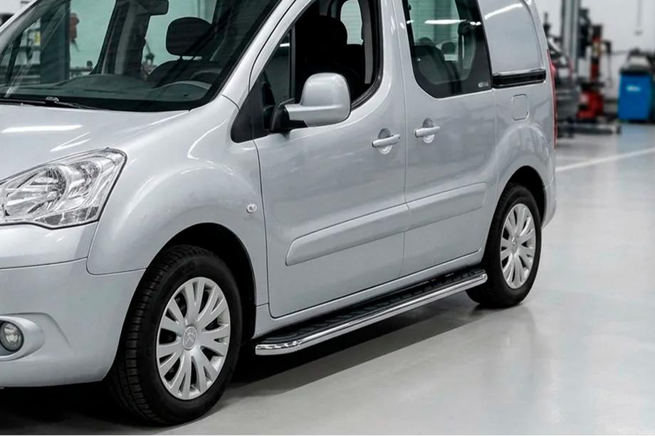 Peugeot Partner Tepee 2008–2018 Bočné prahy Maydos V1 (2 ks, hliník ↗ nehrdzavejúca oceľ) Image