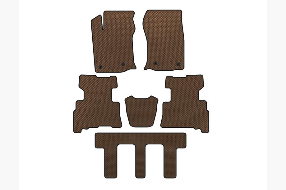 Toyota 4Runner 2009–2024 EVA rohože do interiéru (3 rady, 2014-2024, 7-miestny, Hnedá) Image