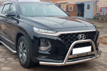 Hyundai Santa Fe 4 2018–2023 Predný ochranný rám "s fúzmi" WT006 (nerez) fotografia 3