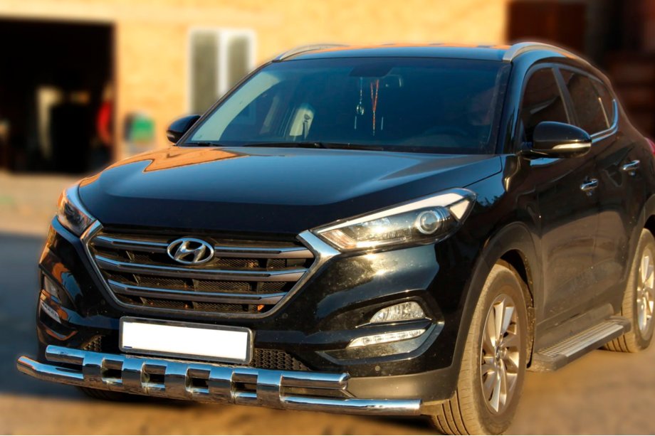 Hyundai Tucson TL 2016–2021 Predný ochranný rám Shark (nerez) Fotografia 1