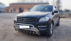 Mercedes GLE/ML class W166 2011–2018 Predný ochranný rám WT003 (nerez) fotografia 2