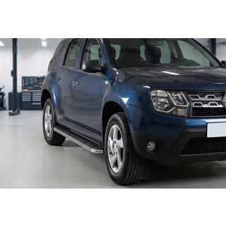 Bočné prahy Maydos V1 (2 ks, hliník ↗ nehrdzavejúca oceľ) Renault Duster 2008–2017 fotografia 1