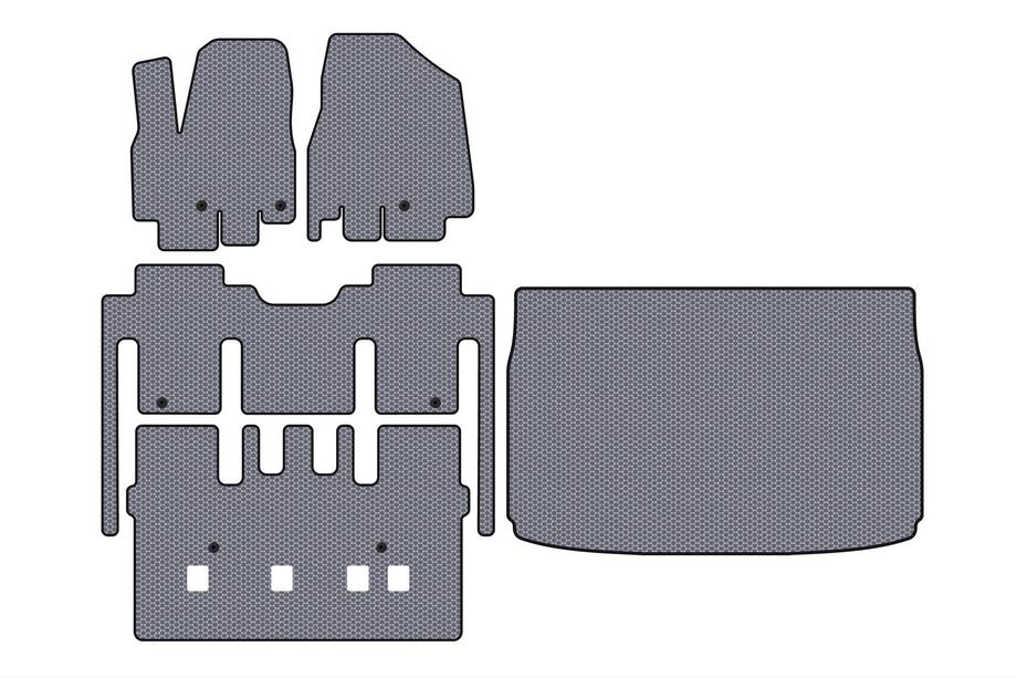 Kia Sedona 2014–2020 Gumené rohože Carsuit (kompletný interiér, 8-miestne, sivé) Image