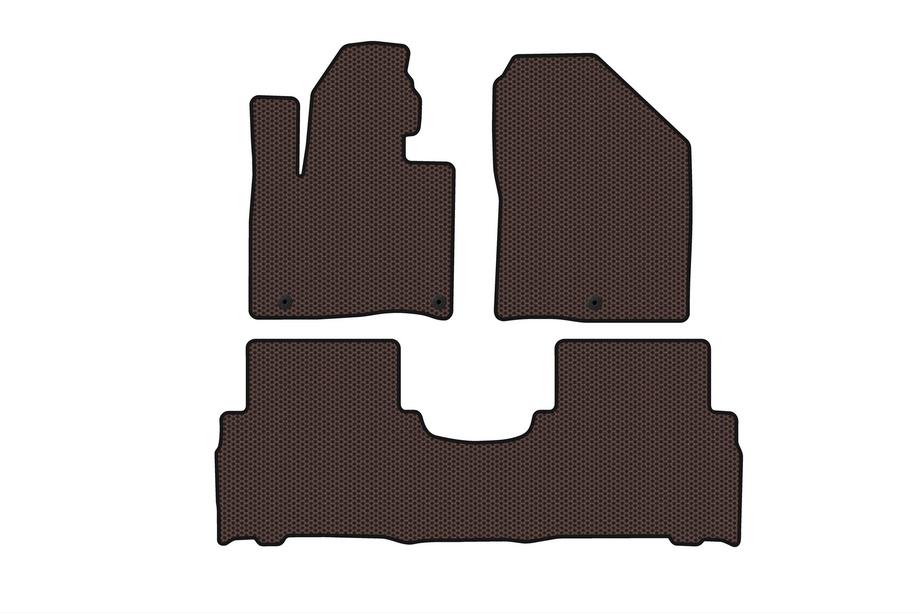 Kia Sorento III UM 2014–2020 Gumové rohože do interiéru Carsuit (2014-2018, 5-miestne, hnedé) Fotografia 1