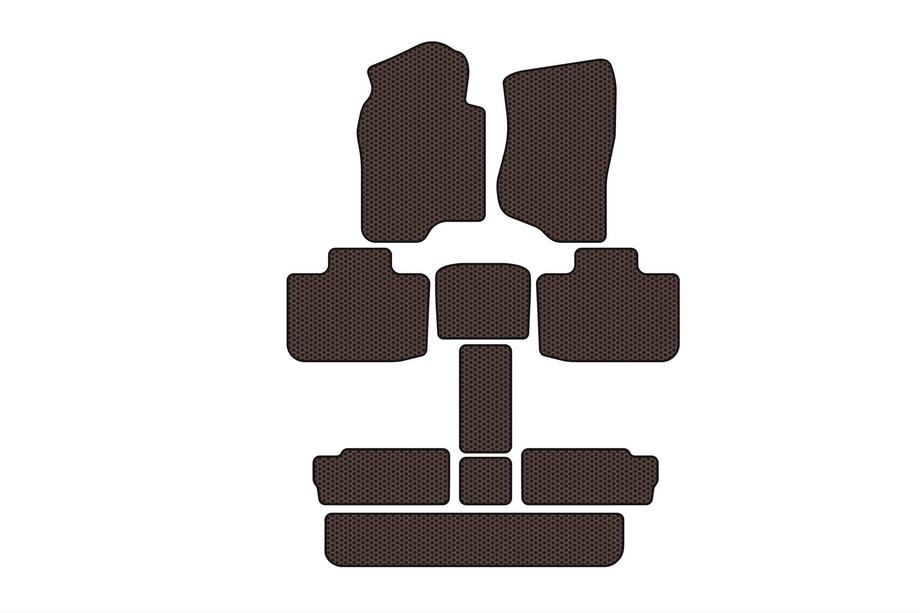 Cadillac Escalade 2007–2014 Gumené koberčeky Carsuit do interiéru (3 rady, hnedé) Image