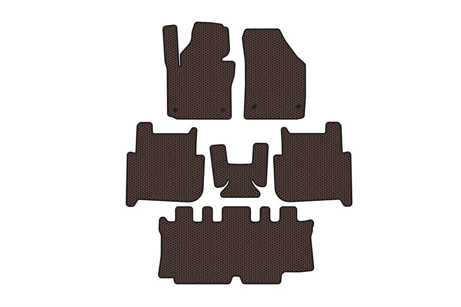 Volkswagen Touran 2003–2010 Gumové rohože Carsuit (3 rady, 2006-2010, 7-miestny, hnedé) Image