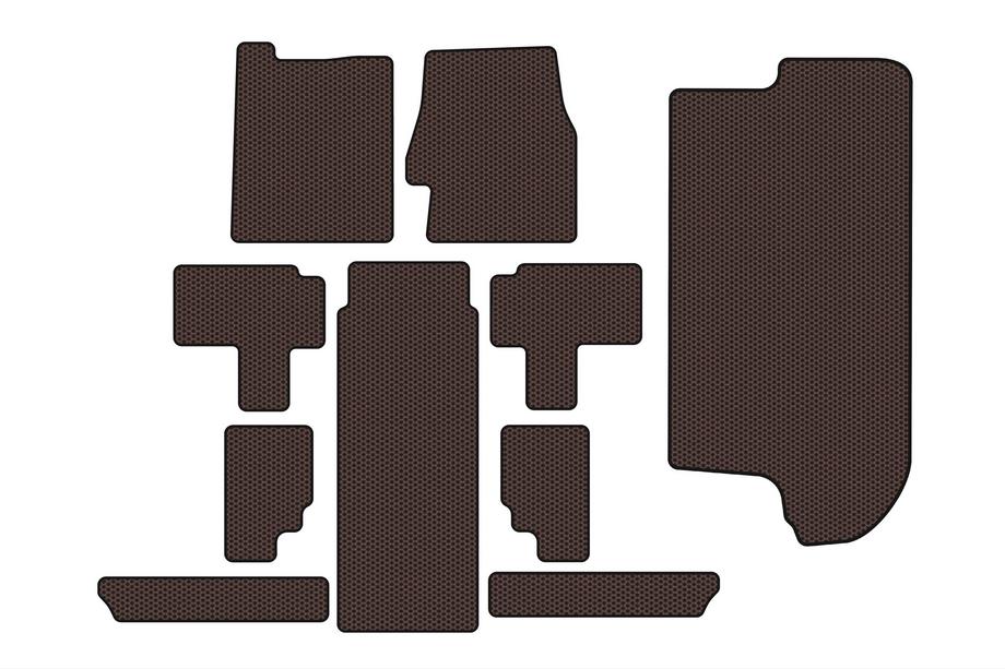 Kia Carnival 2002–2013 Gumové koberce do interiéru Carsuit (kompletná sada, hnedé) Fotografia 1