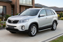 Kia Sorento II XM 2009–2014 Bočné prahy Maydos V1 (2 ks, hliník ↗ nehrdzavejúca oceľ) fotografia 1