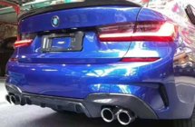 BMW 3. rad G20/G21 2018– Difúzor zadného nárazníka (pre M-Sport 2018-2022, pre obdĺžnikové koncovky výfuku, ABS) fotografia 1