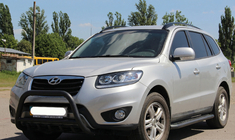 Hyundai Santa Fe 2 2006–2012 Predný ochranný rám WT003 Black (nerez) fotografia 4