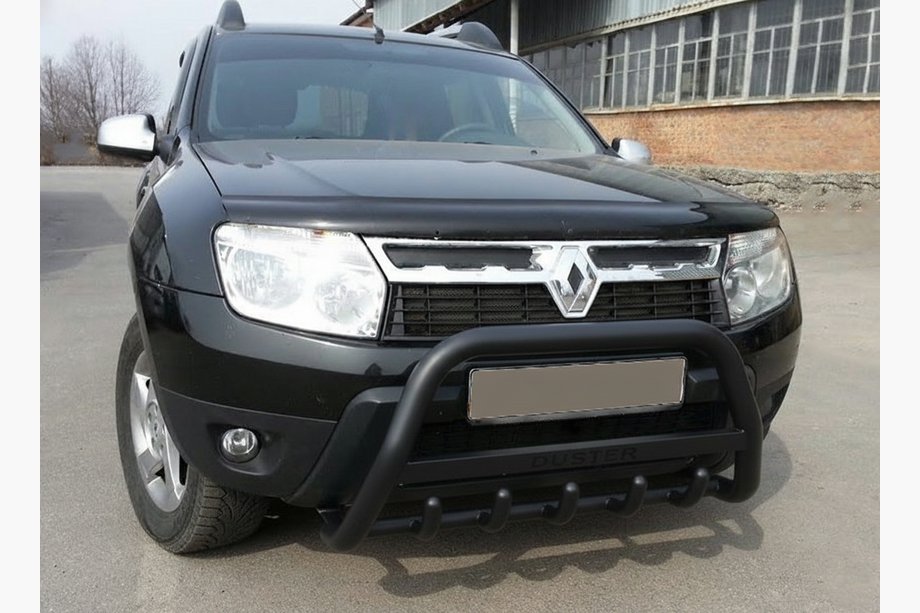 Dacia Duster 2008–2018 Predný ochranný rám s nápisom WT004 Black (nerezová oceľ) Image
