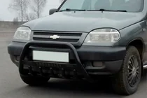 Chevrolet Niva 1998–2020 Predný ochranný rám WT004 Black (nerez) fotografia 1