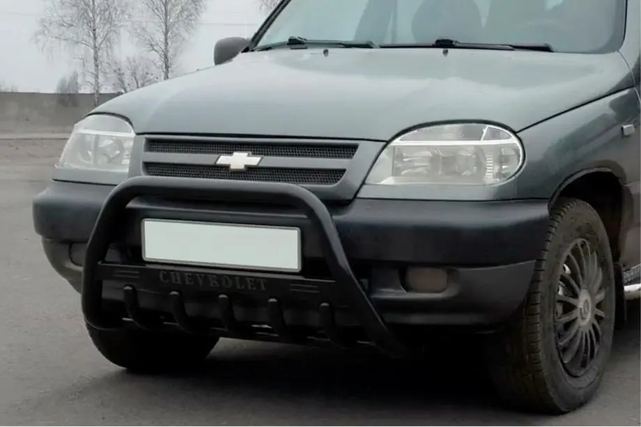 Chevrolet Niva 1998–2020 Predný ochranný rám WT004 Black (nerez) Image