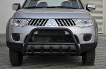 Mitsubishi Pajero Sport 2008–2015 Predný ochranný rám WT003 Black (nerezová oceľ) fotografia 3