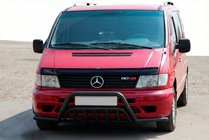 Mercedes Vito W638 1996–2003 Predný ochranný rám s bočnými tyčami WT002 Plus Black (nerez) fotografia 1