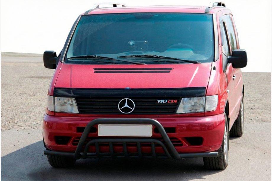 Mercedes Vito W638 1996–2003 Predný ochranný rám s bočnými tyčami WT002 Plus Black (nerez) Image