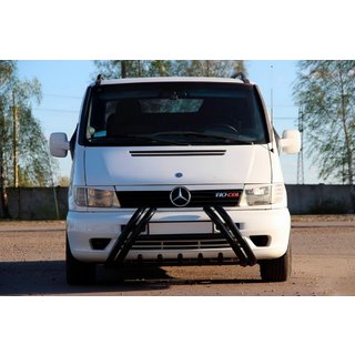 Kelebek WT011 Black predný ochranný rám (bullbar) z nehrdzavejúcej ocele Mercedes Vito W638 1996–2003 fotografia 3