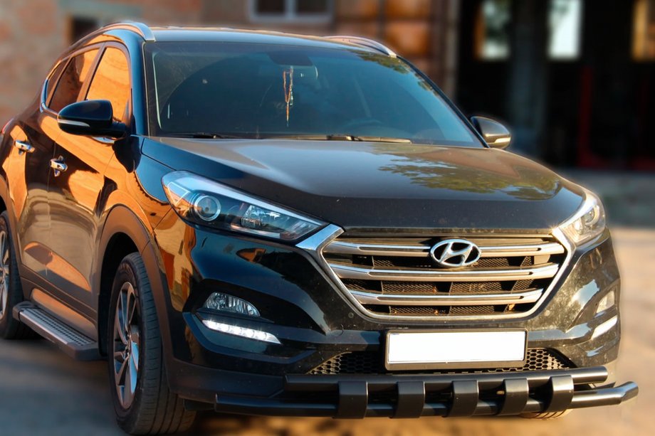 Hyundai Tucson TL 2016–2021 Predný ochranný rám Shark Black (nerez) Image