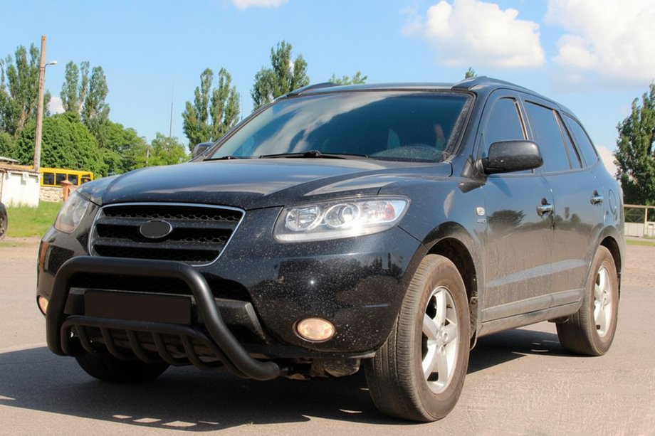 Hyundai Santa Fe 2 2006–2012 Predný ochranný rám (bullbar) WT002 Black (nerez) Image