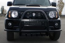 Suzuki Jimny 1998–2018 Predný ochranný rám (kengurín) QT007-Exclusive Black (s nápisom, nerez) fotografia 2
