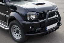 Suzuki Jimny 1998–2018 Predný ochranný rám (kengurín) QT007-Exclusive Black (s nápisom, nerez) fotografia 4