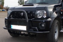 Suzuki Jimny 1998–2018 Predný ochranný rám (kengurín) QT007-Exclusive Black (s nápisom, nerez) fotografia 6