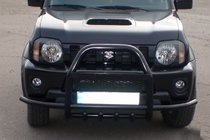 Suzuki Jimny 1998–2018 Predný ochranný rám (kengurín) QT007-Exclusive Black (s nápisom, nerez) fotografia 3