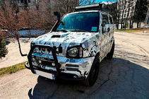 Suzuki Jimny 1998–2018 Predný ochranný rám (kengurín) QT007-Exclusive Black (s nápisom, nerez) fotografia 1